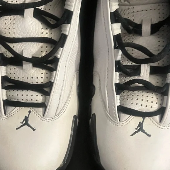 Jordan White and Black High-Top Sneakers with Leather Overlays - Picture 1 of 12